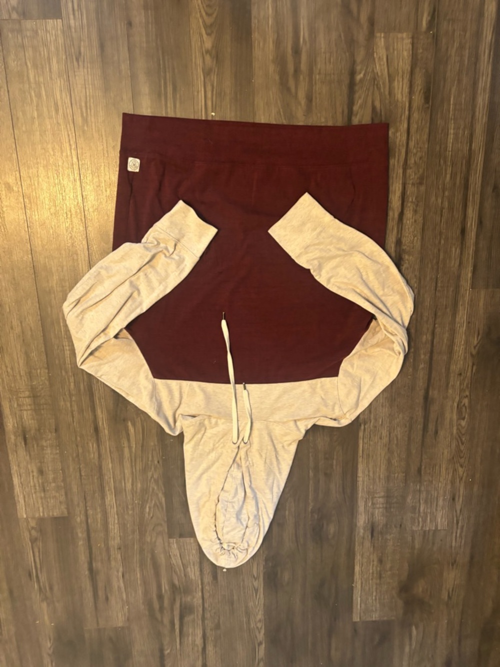 American Eagle Outfitters Maroon Skirt with Cream Hooded Top